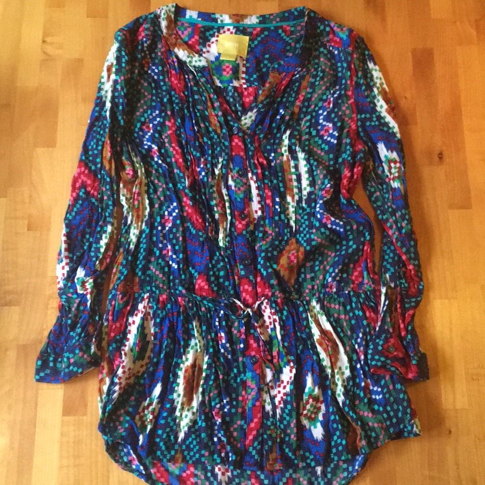 Anthropologie Maeve colorful print tunic shirt